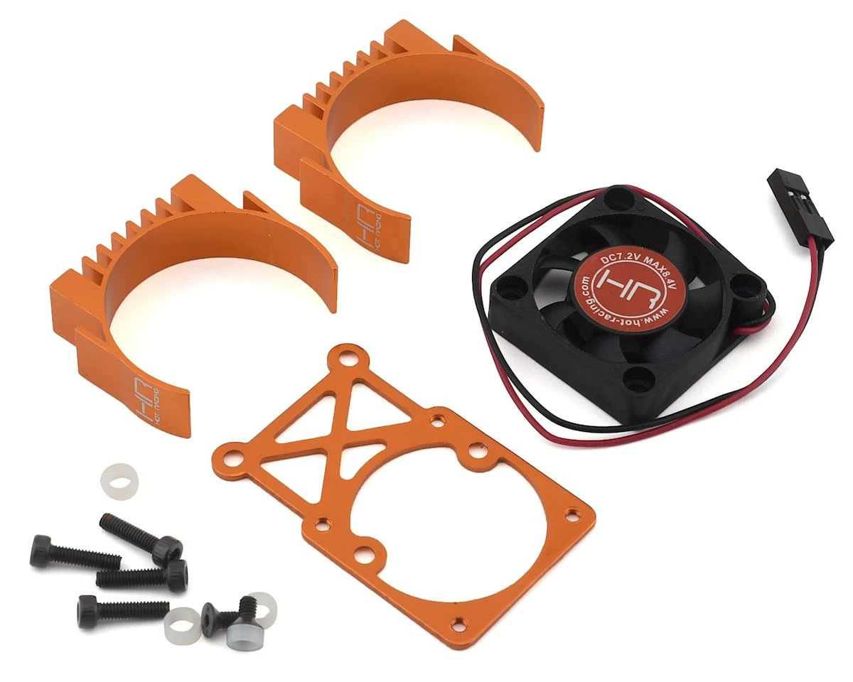 Hot Racing Traxxas Clip-On Two-Piece Motor Heat Sink W/Fan (Orange)