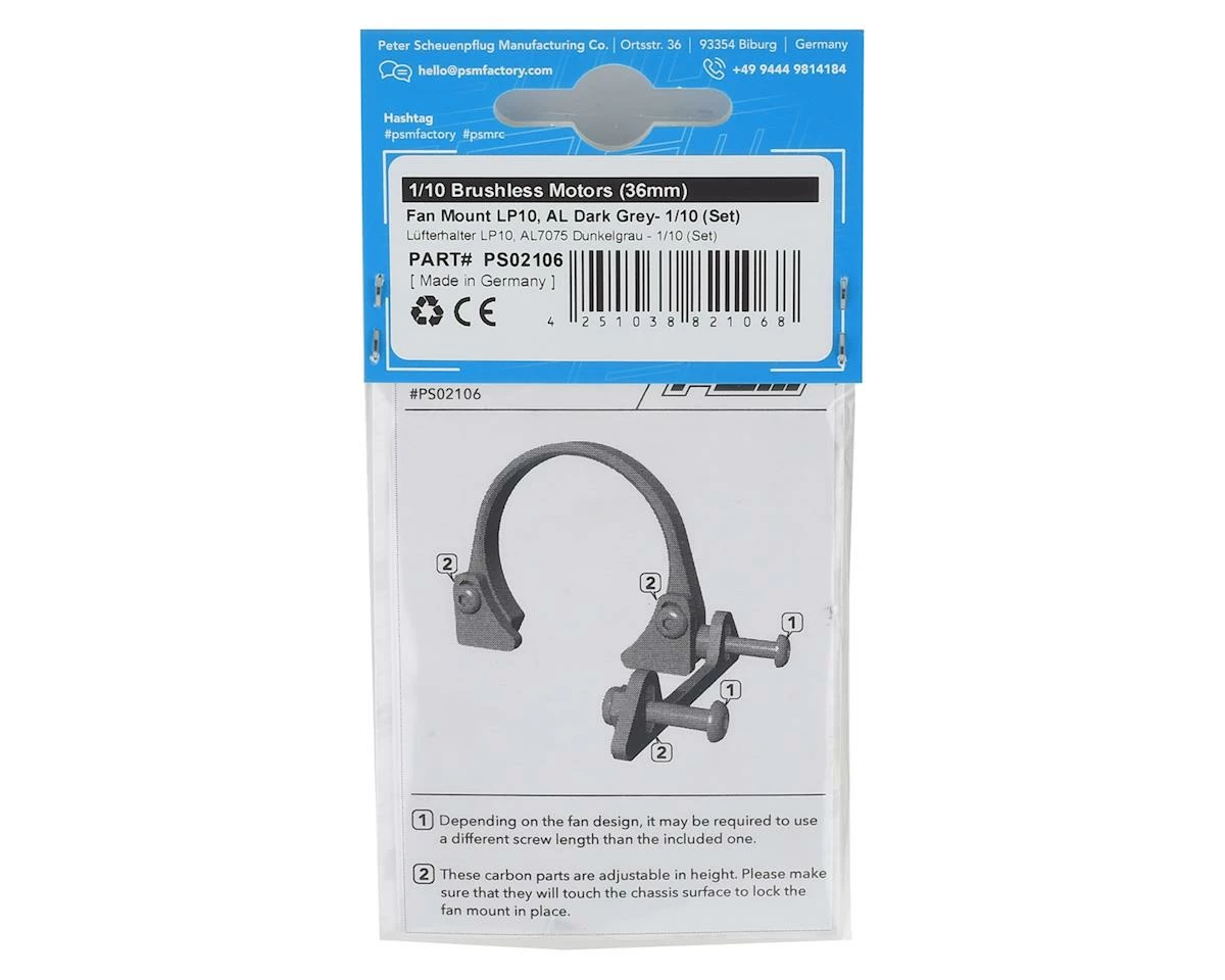 PSM LP10 Aluminum 1/10 Fan Mount Set (Dark Grey) - Image 2