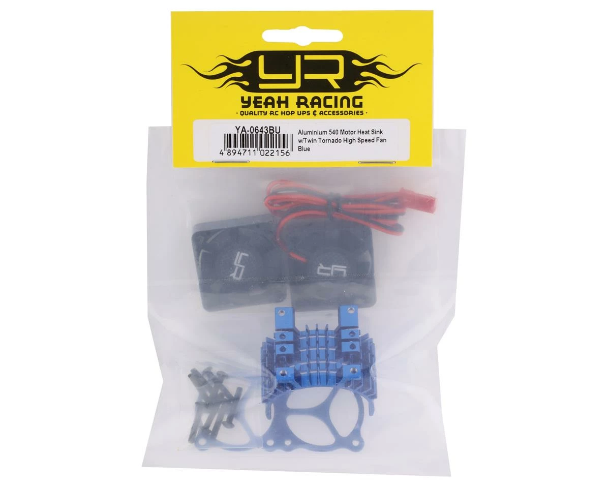 YEAH RACING Aluminum 540/550 Motor Heat Sink W/Twin Tornado Fans (Blue) - Image 3