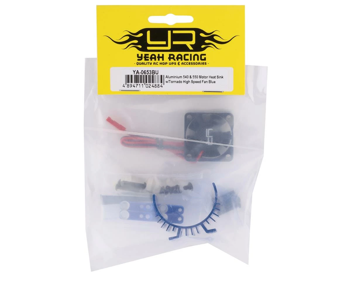 YEAH RACING 540/550 Aluminum Heat Sink W/30mm High Speed Tornado Fan (Blue) - Image 2